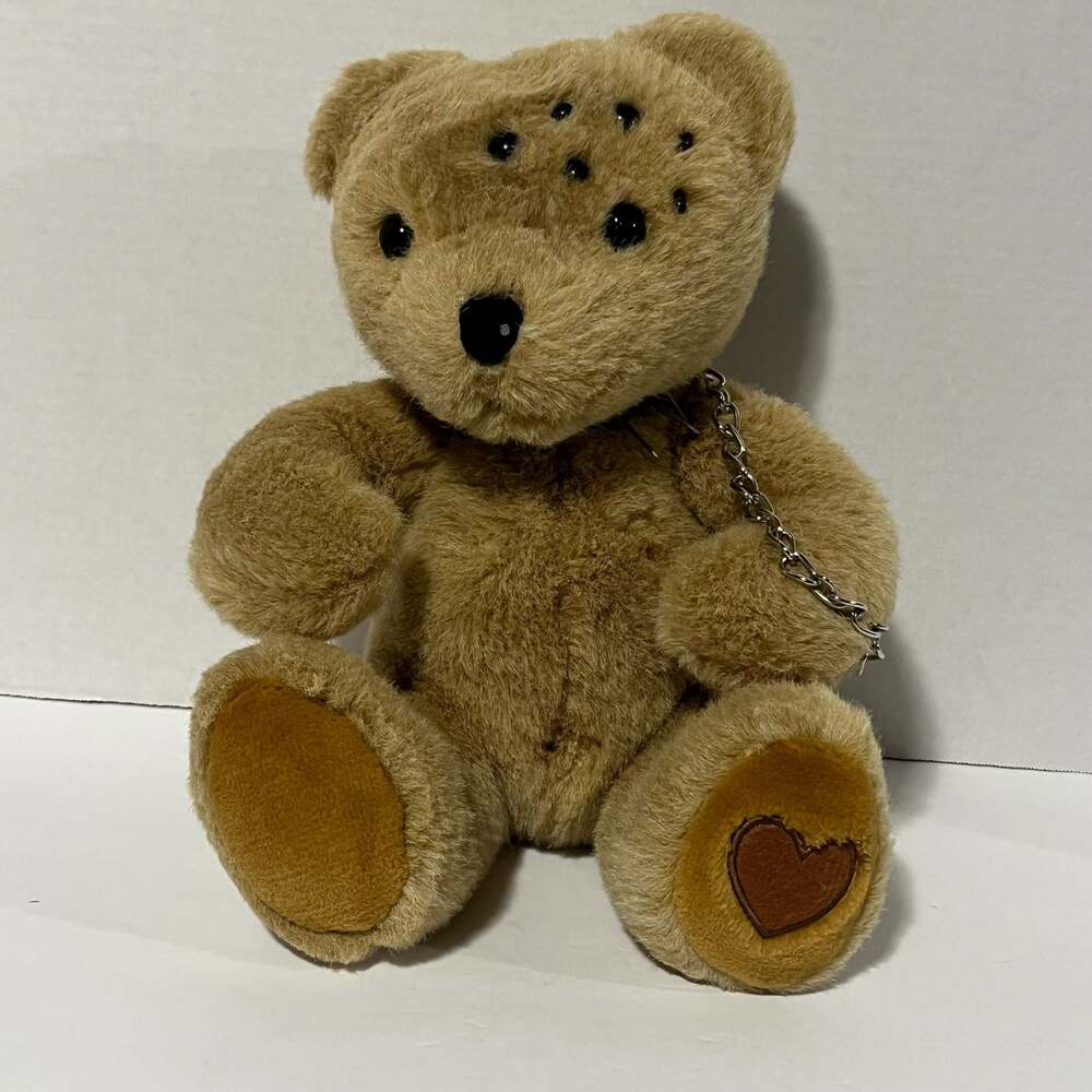 Custom Spiked Punk Rock Teddy Bear with Multiple Eyes and Chain